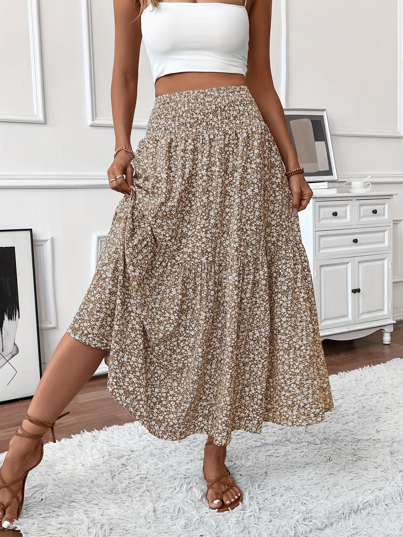 Elvora London™ – Marnie Tiered Floral Maxi Skirt