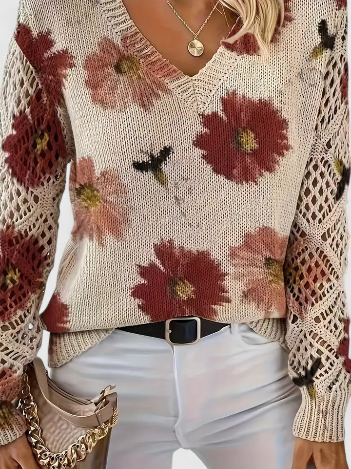 Elvora London™ | Elegant sweater with floral pattern