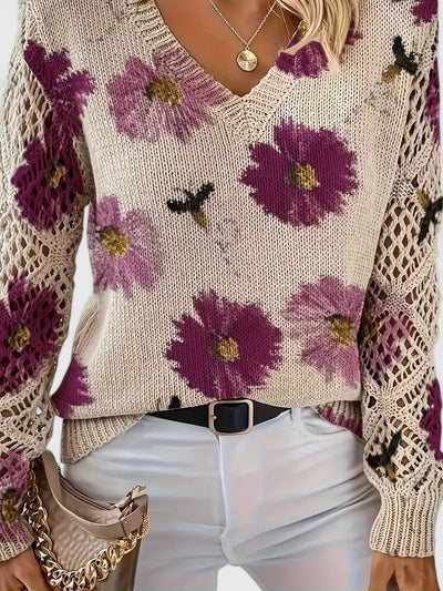 Elvora London™ | Elegant sweater with floral pattern