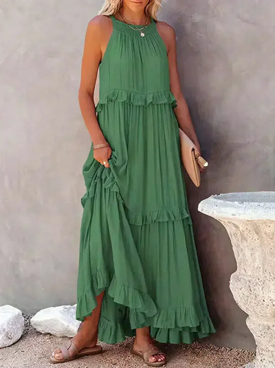 Elvora London™ | Chic Ruffle Trim Sleeveless Dress