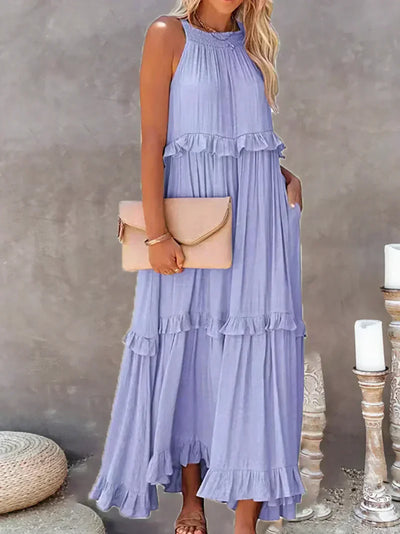 Elvora London™ | Chic Ruffle Trim Sleeveless Dress