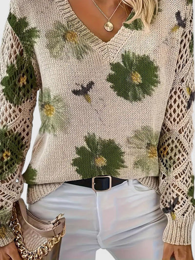 Elvora London™ | Elegant sweater with floral pattern