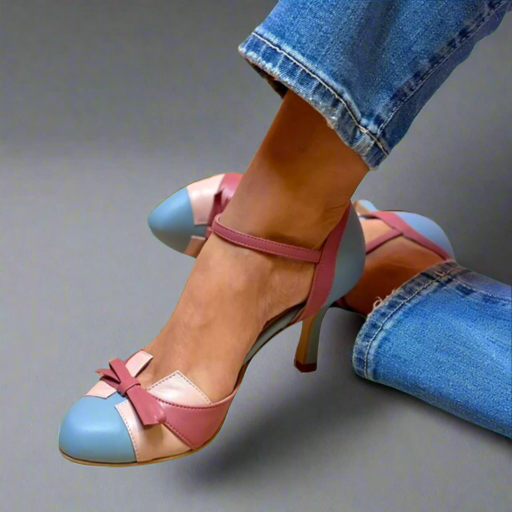 Elvora London™ – Amelie Bow Mid-Heel Shoes