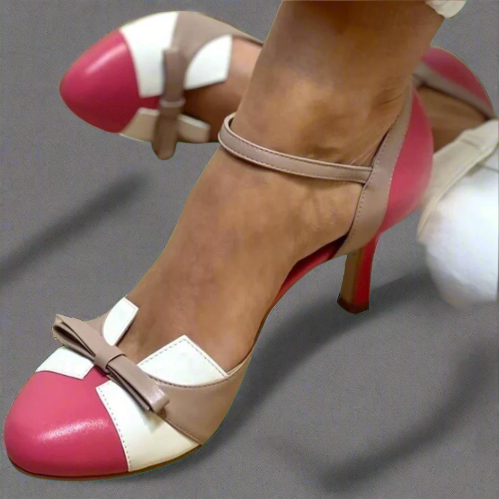 Elvora London™ – Amelie Bow Mid-Heel Shoes