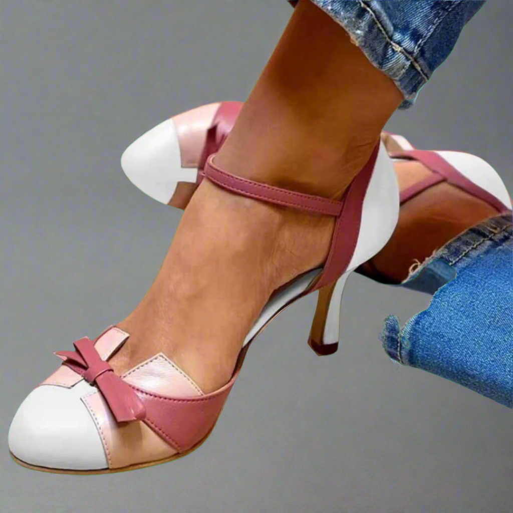 Elvora London™ – Amelie Bow Mid-Heel Shoes