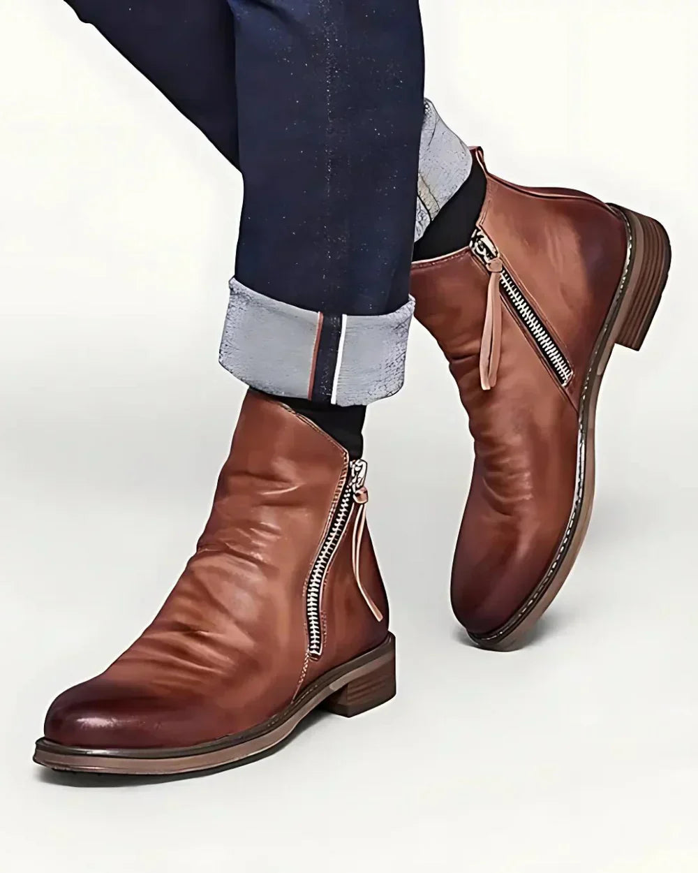 Elvora London™ – Dante Side Zip Leather Ankle Boots
