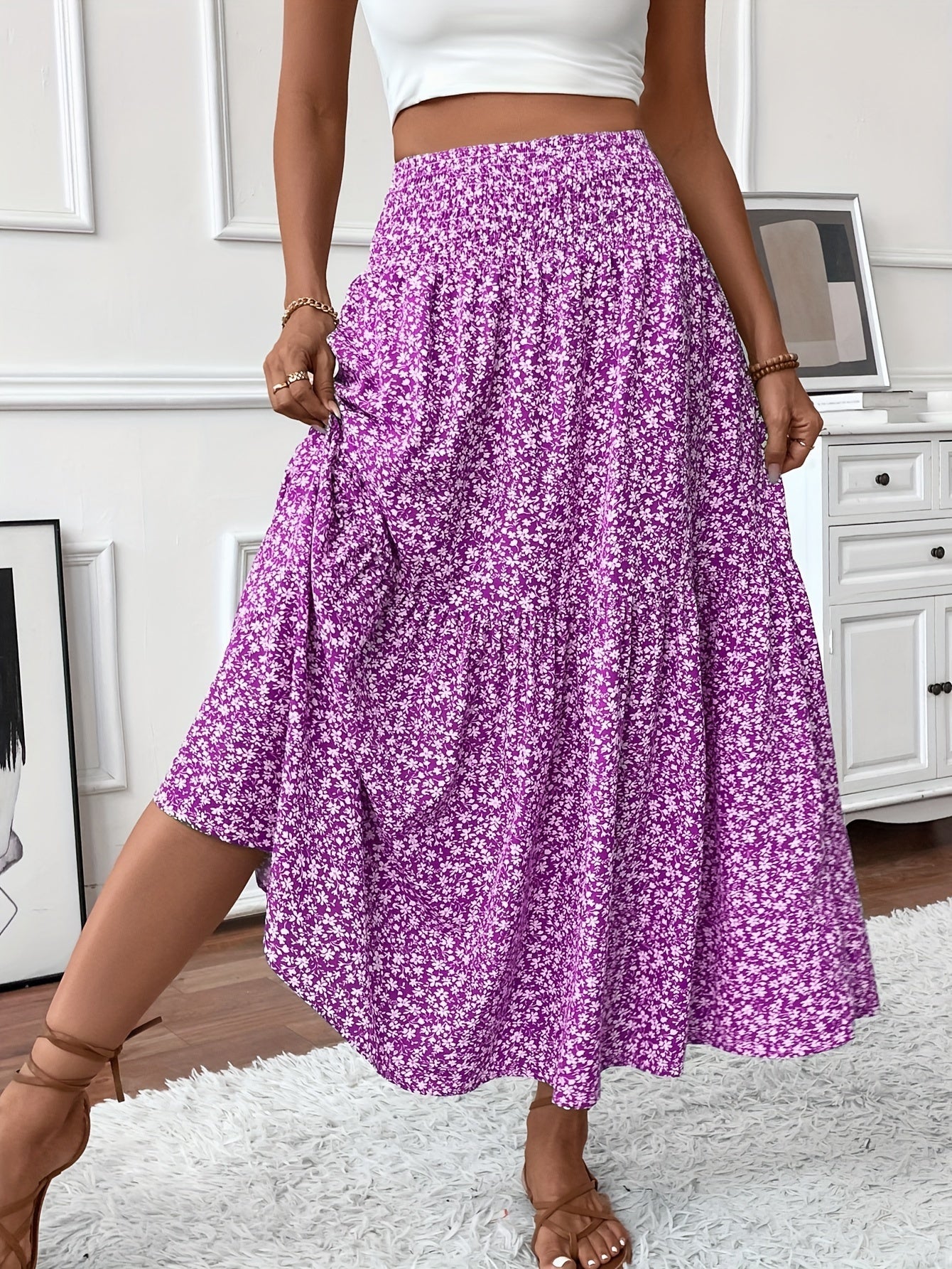 Elvora London™ – Marnie Tiered Floral Maxi Skirt