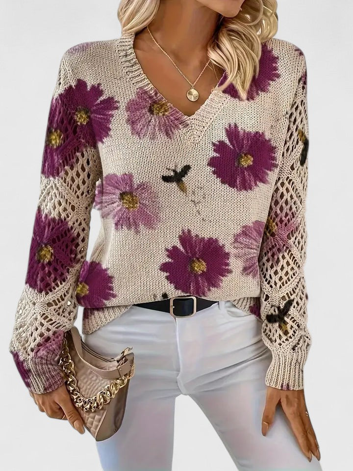 Elvora London™ | Elegant sweater with floral pattern