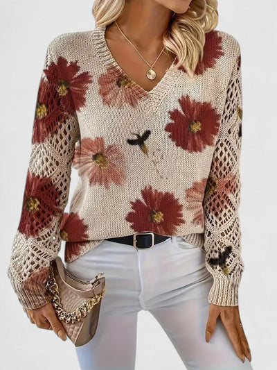 Elvora London™ | Elegant sweater with floral pattern