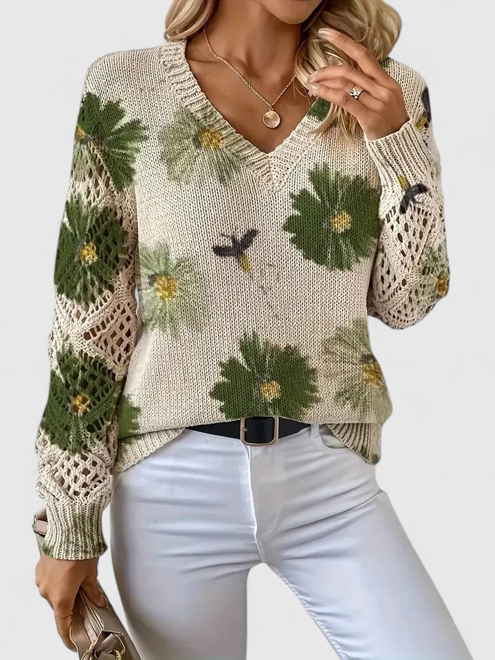 Elvora London™ | Elegant sweater with floral pattern
