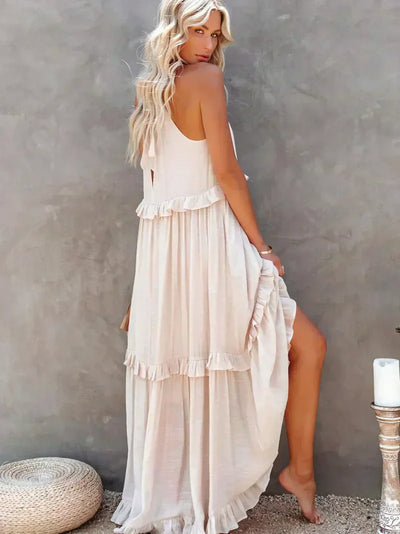 Elvora London™ | Chic Ruffle Trim Sleeveless Dress