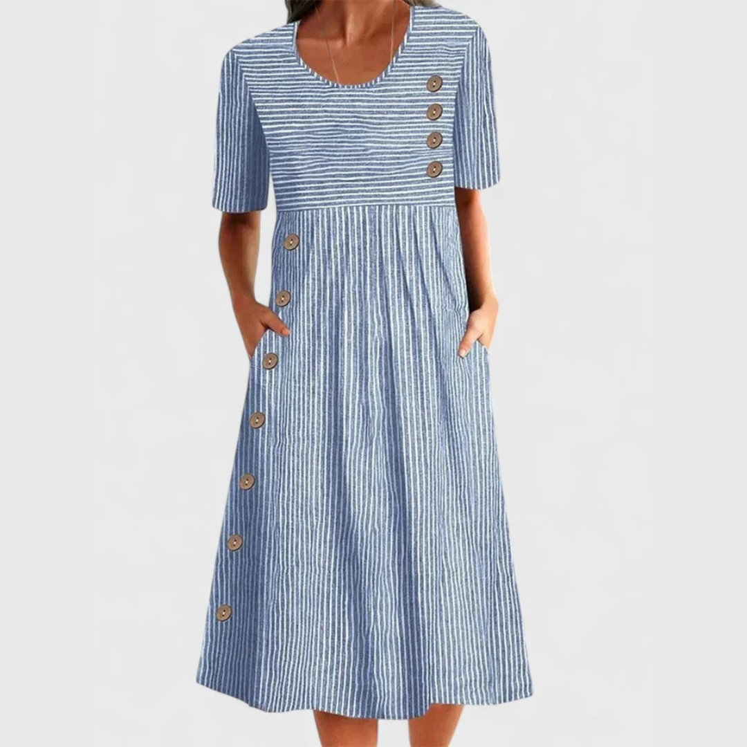 Elvora London™ – Selene Striped Midi Dress