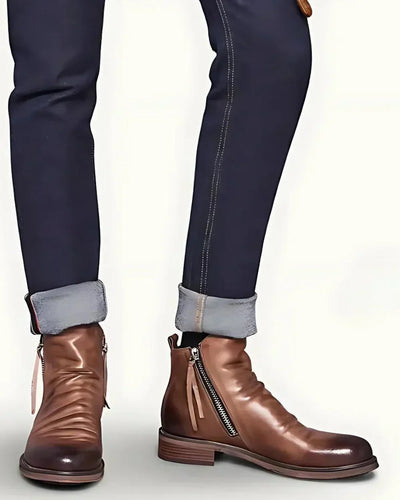 Elvora London™ – Dante Side Zip Leather Ankle Boots