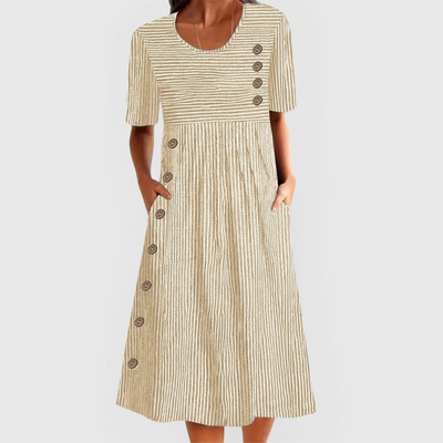 Elvora London™ – Selene Striped Midi Dress