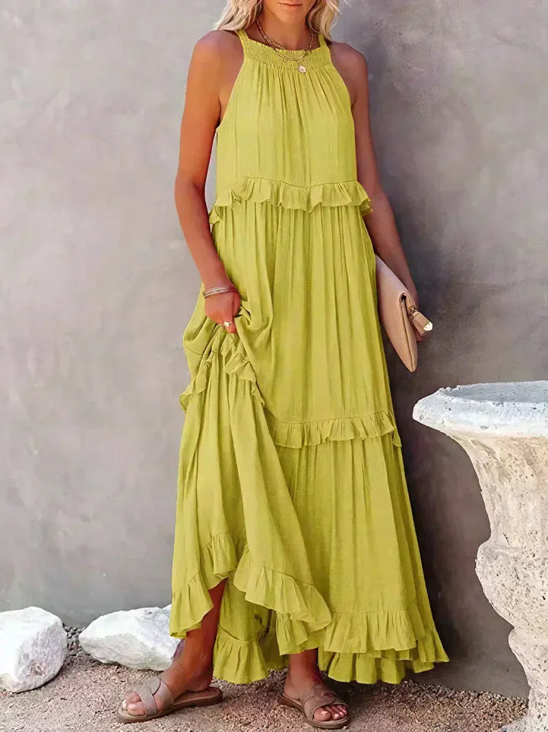 Elvora London™ | Chic Ruffle Trim Sleeveless Dress