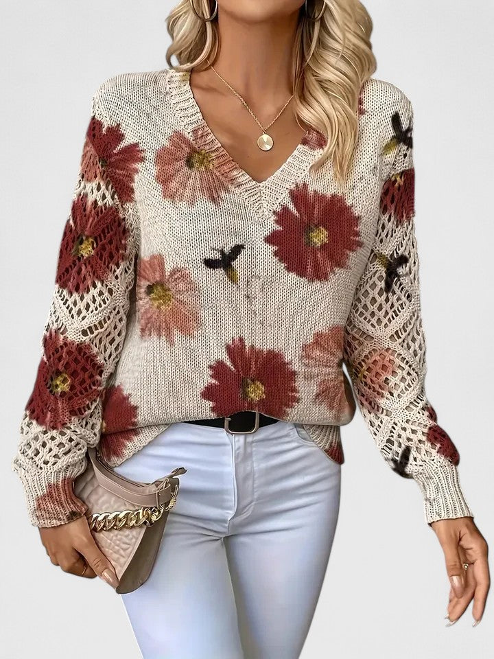 Elvora London™ | Elegant sweater with floral pattern