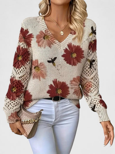 Elvora London™ | Elegant sweater with floral pattern