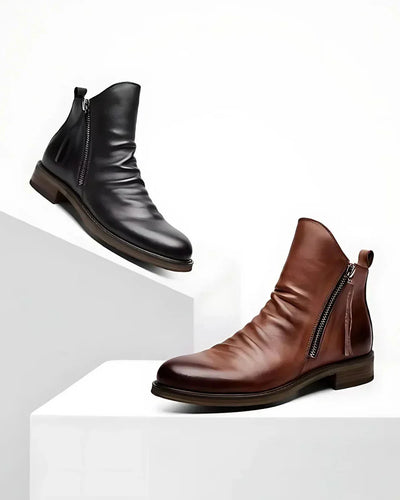 Elvora London™ – Dante Side Zip Leather Ankle Boots