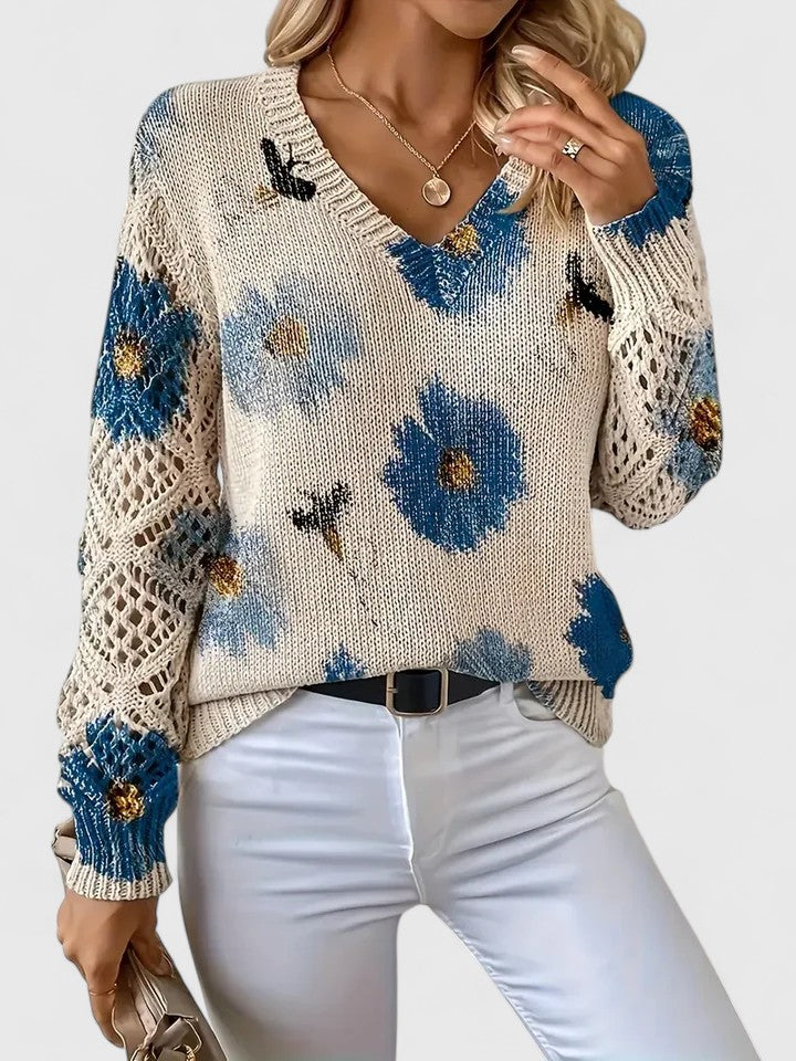 Elvora London™ | Elegant sweater with floral pattern