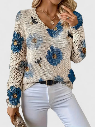 Elvora London™ | Elegant sweater with floral pattern