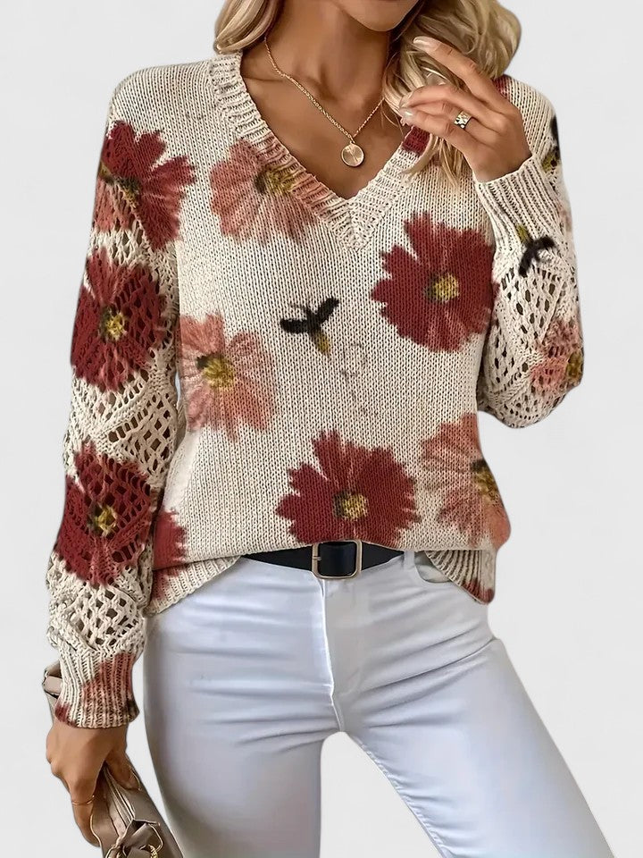 Elvora London™ | Elegant sweater with floral pattern