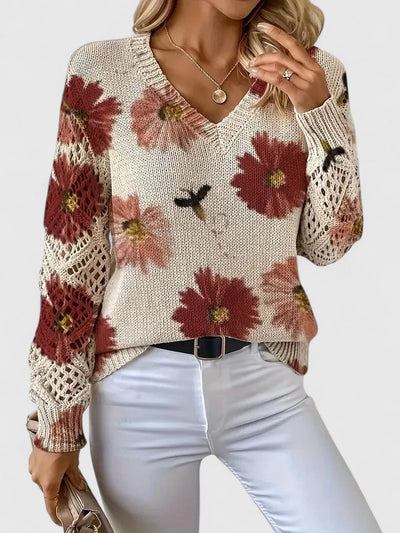 Elvora London™ | Elegant sweater with floral pattern
