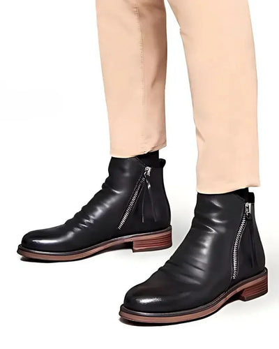 Elvora London™ – Dante Side Zip Leather Ankle Boots