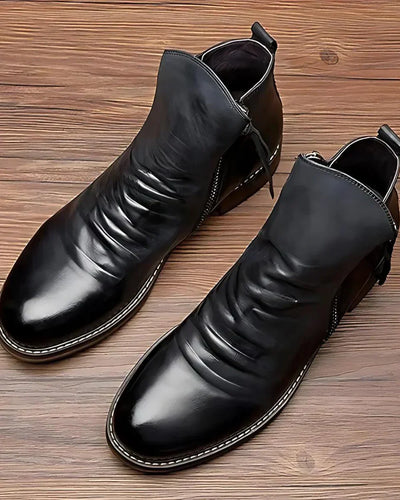 Elvora London™ – Dante Side Zip Leather Ankle Boots