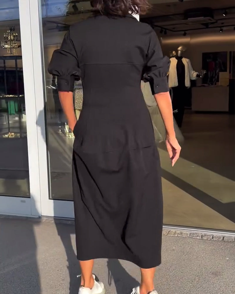 Elvora London™ – Amara Relaxed Long Dress with Pockets