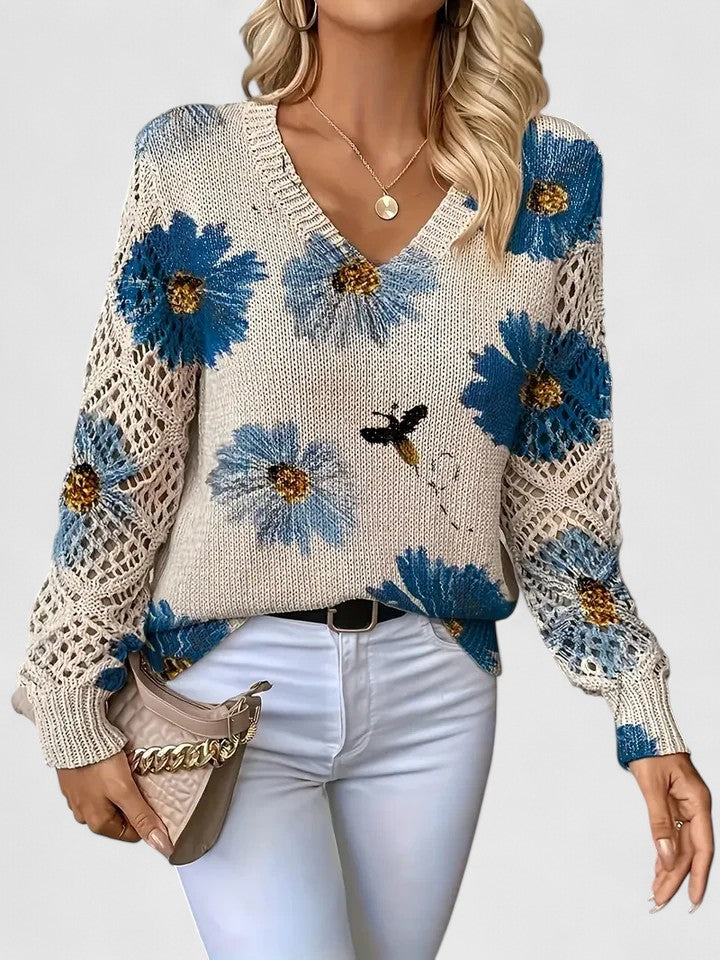 Elvora London™ | Elegant sweater with floral pattern