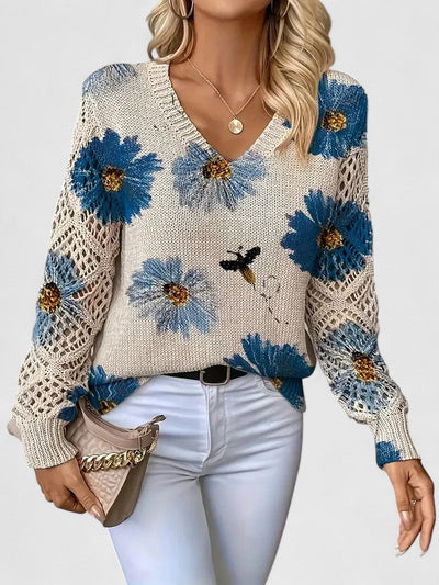 Elvora London™ | Elegant sweater with floral pattern