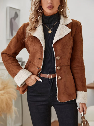 Elvora London™ – Faux Fur Button-Front Thermal Jacket