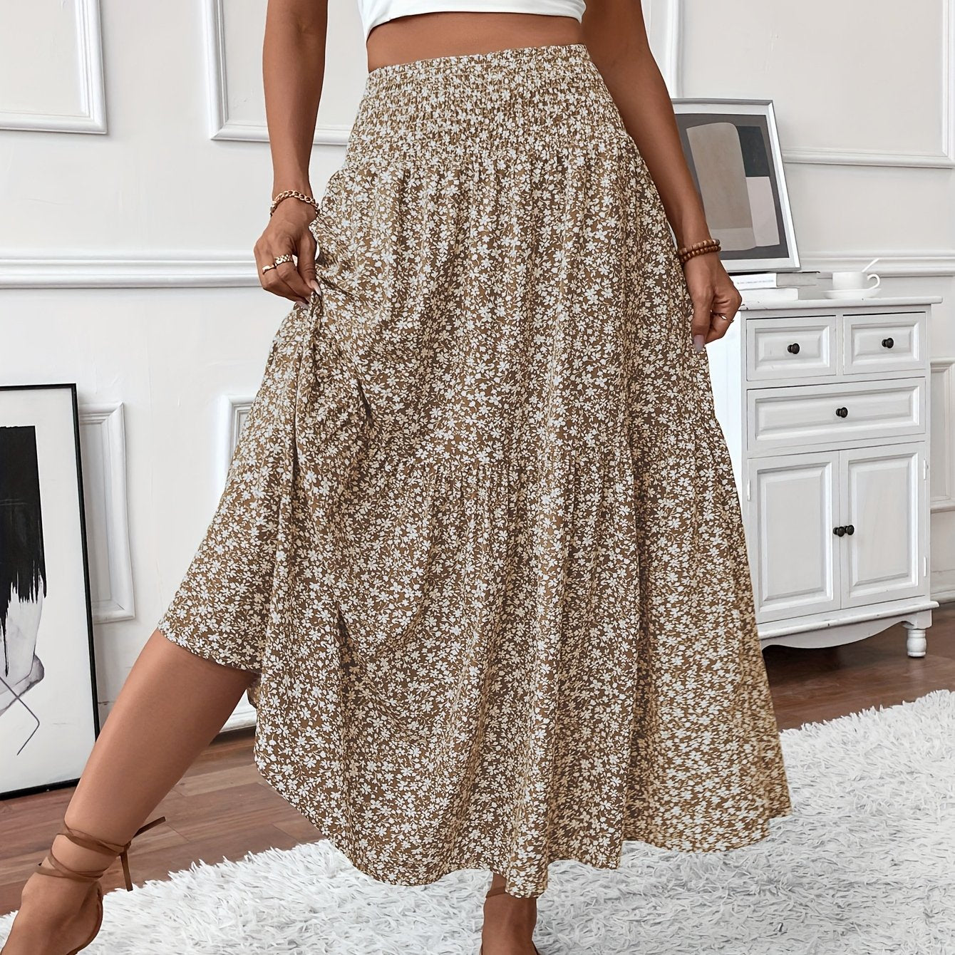 Elvora London™ – Marnie Tiered Floral Maxi Skirt