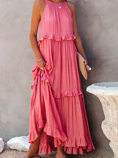 Elvora London™ | Chic Ruffle Trim Sleeveless Dress