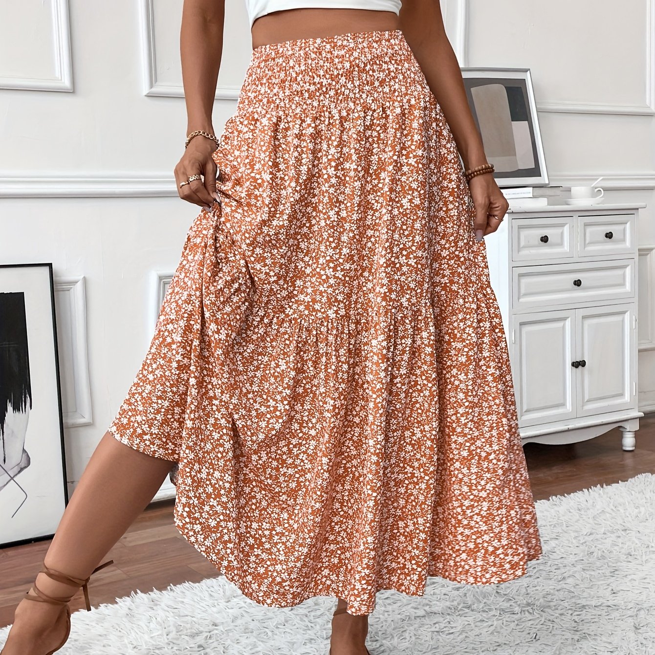 Elvora London™ – Marnie Tiered Floral Maxi Skirt