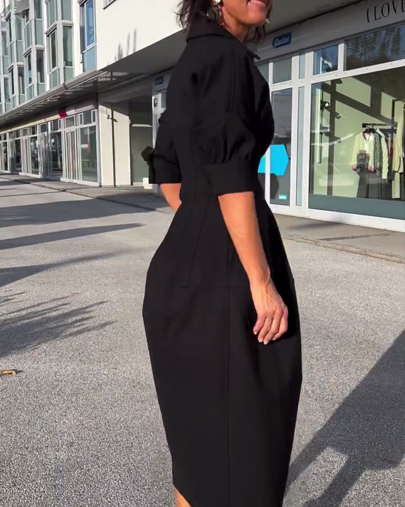 Elvora London™ – Amara Relaxed Long Dress with Pockets