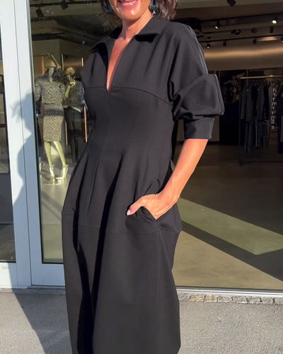 Elvora London™ – Amara Relaxed Long Dress with Pockets
