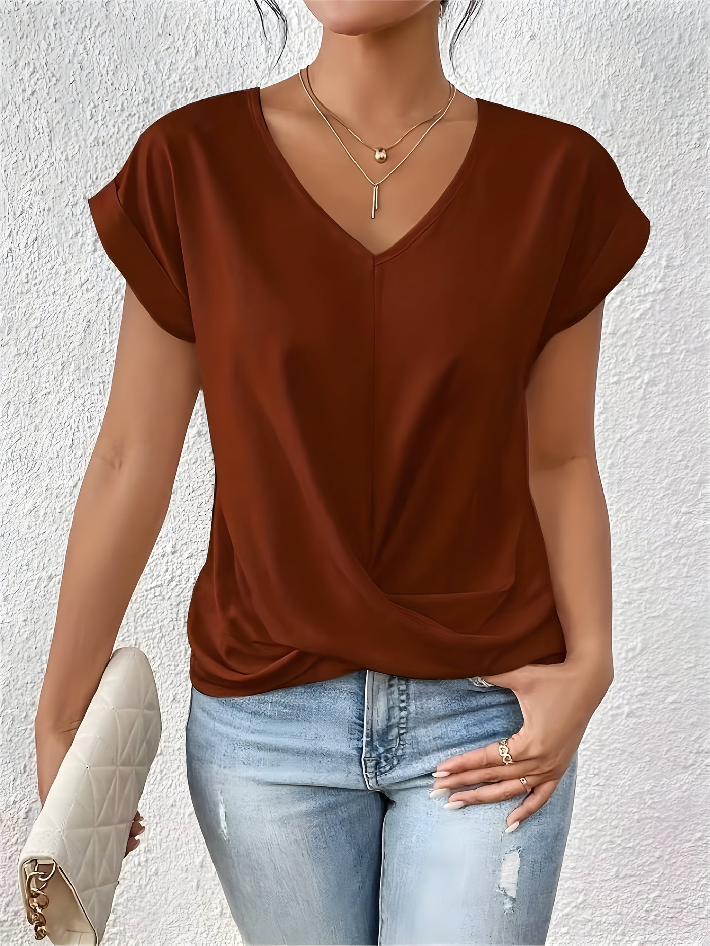 Elvora London™ – Liora Twist Front V-Neck Top