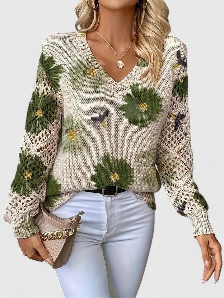 Elvora London™ | Elegant sweater with floral pattern