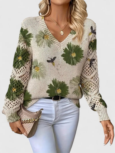 Elvora London™ | Elegant sweater with floral pattern
