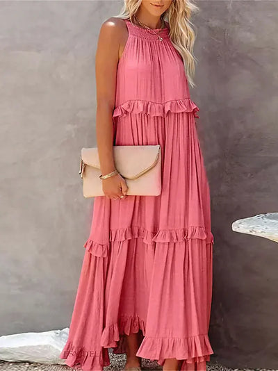 Elvora London™ | Chic Ruffle Trim Sleeveless Dress