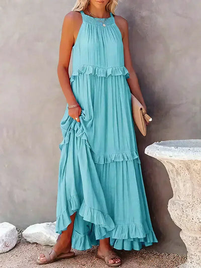 Elvora London™ | Chic Ruffle Trim Sleeveless Dress