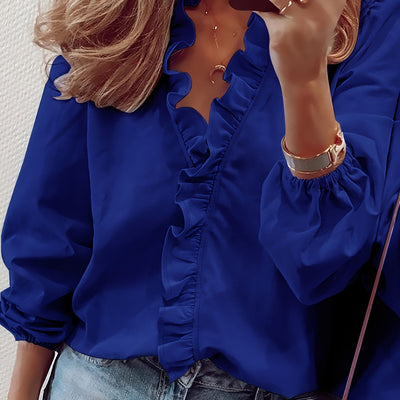 Elvora London™ – Marielle Ruffled V-Neck Blouse