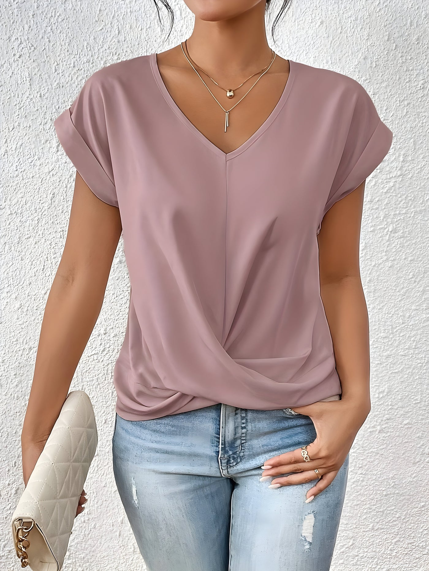Elvora London™ – Liora Twist Front V-Neck Top