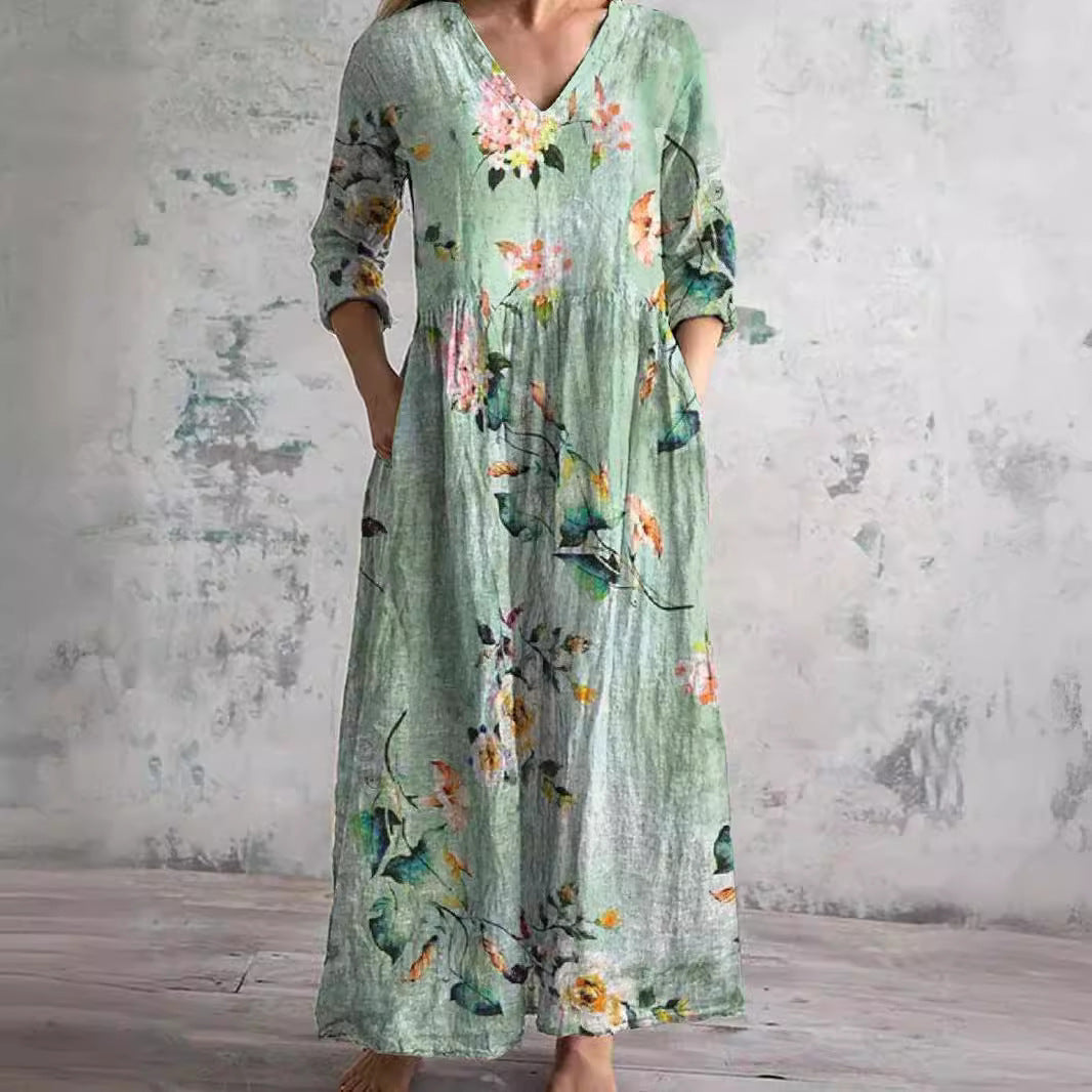 Elvora London™ – Aurelia Summer V-Neck Dress
