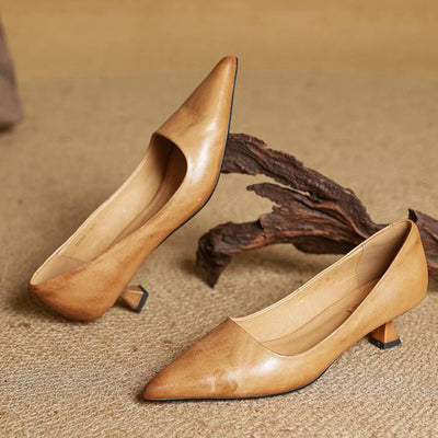 Elvora London™ – Celeste Pointed-Toe Leather Pumps