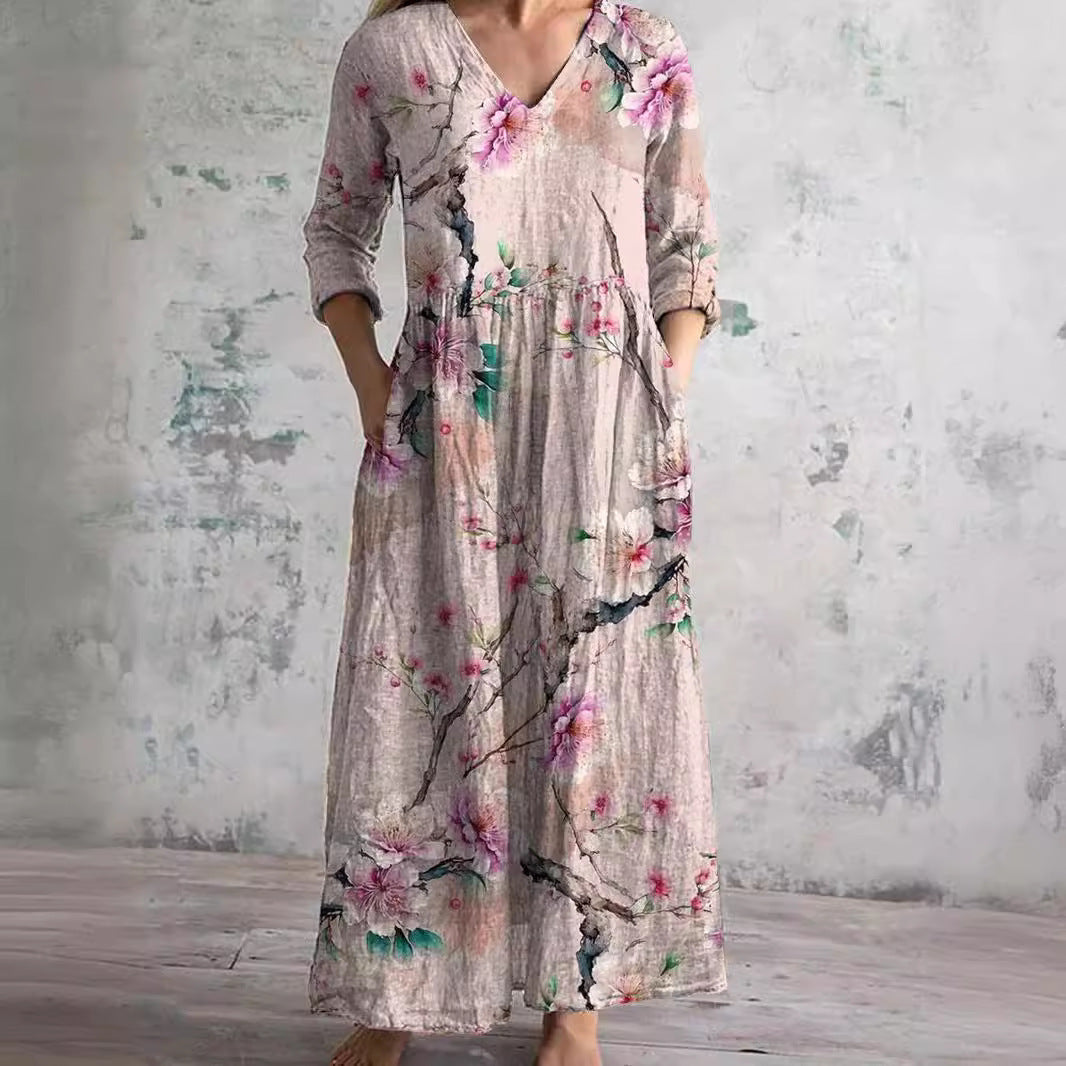 Elvora London™ – Aurelia Summer V-Neck Dress