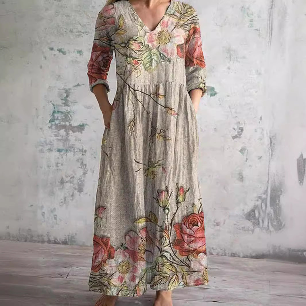Elvora London™ – Aurelia Summer V-Neck Dress