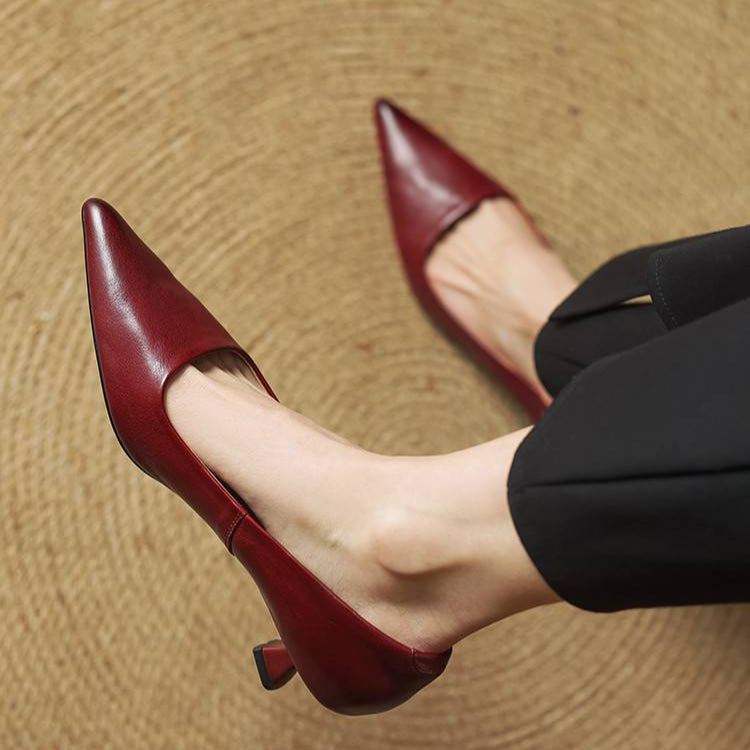 Elvora London™ – Celeste Pointed-Toe Leather Pumps