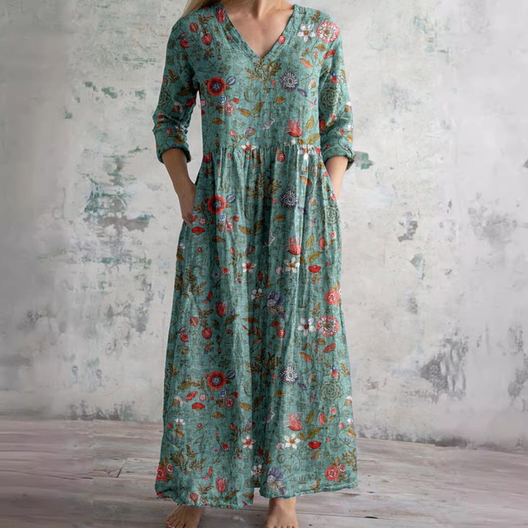 Elvora London™ – Aurelia Summer V-Neck Dress